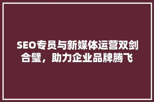 SEO专员与新媒体运营双剑合璧，助力企业品牌腾飞