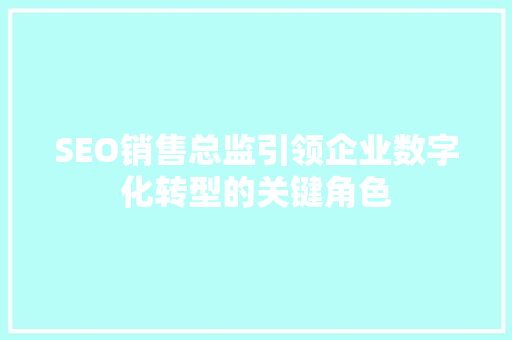 SEO销售总监引领企业数字化转型的关键角色