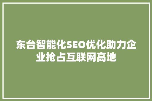 东台智能化SEO优化助力企业抢占互联网高地
