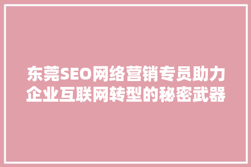 东莞SEO网络营销专员助力企业互联网转型的秘密武器