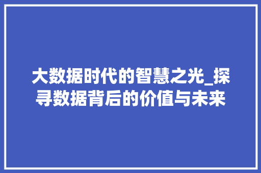 大数据时代的智慧之光_探寻数据背后的价值与未来 前端技术