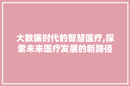 大数据时代的智慧医疗,探索未来医疗发展的新路径 网站建设