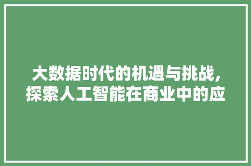 大数据时代的机遇与挑战,探索人工智能在商业中的应用 前端技术