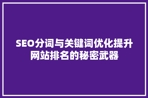 SEO分词与关键词优化提升网站排名的秘密武器