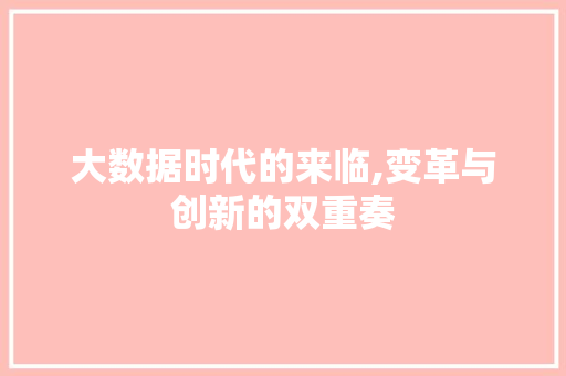 大数据时代的来临,变革与创新的双重奏 项目报告