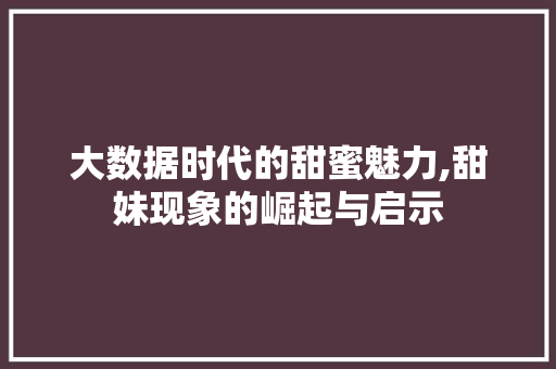 大数据时代的甜蜜魅力,甜妹现象的崛起与启示 项目报告