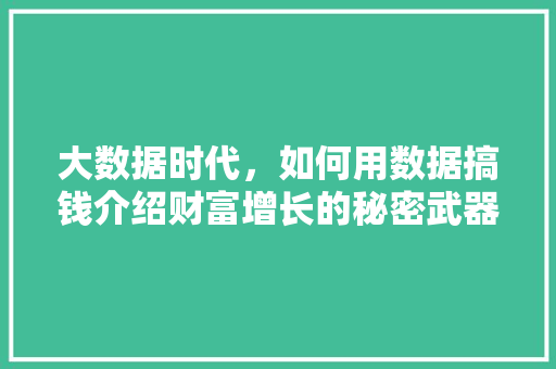大数据时代，如何用数据搞钱介绍财富增长的秘密武器！ 市场营销范文