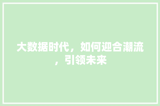 大数据时代，如何迎合潮流，引领未来 前端技术