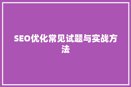 SEO优化常见试题与实战方法