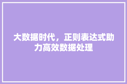 大数据时代，正则表达式助力高效数据处理