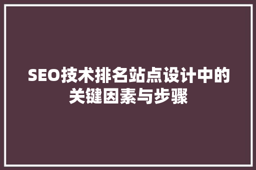 SEO技术排名站点设计中的关键因素与步骤