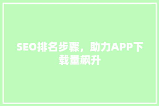 SEO排名步骤，助力APP下载量飙升