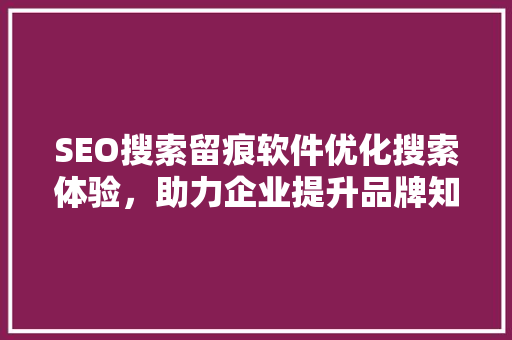 SEO搜索留痕软件优化搜索体验，助力企业提升品牌知名度