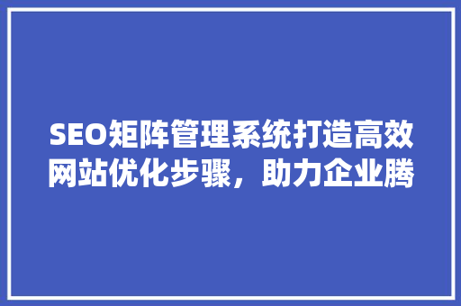 SEO矩阵管理系统打造高效网站优化步骤，助力企业腾飞