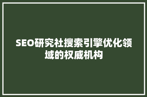 SEO研究社搜索引擎优化领域的权威机构