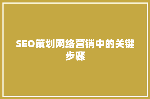 SEO策划网络营销中的关键步骤