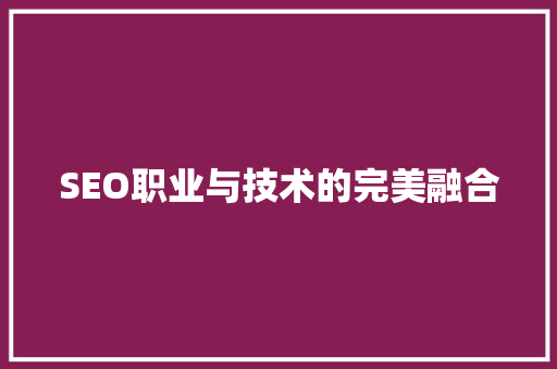 SEO职业与技术的完美融合