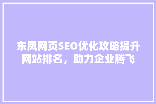 东凤网页SEO优化攻略提升网站排名，助力企业腾飞