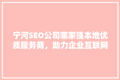 宁河SEO公司哪家强本地优质服务商，助力企业互联网营销