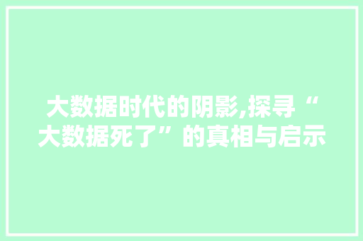 大数据时代的阴影,探寻“大数据死了”的真相与启示