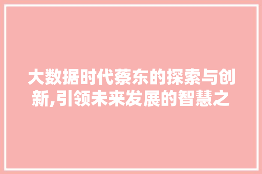 大数据时代蔡东的探索与创新,引领未来发展的智慧之路 MySQL