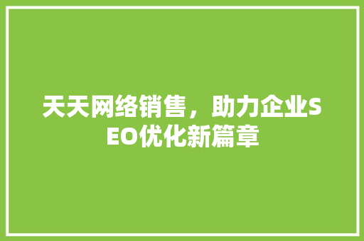 天天网络销售，助力企业SEO优化新篇章