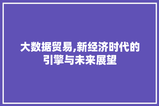 大数据贸易,新经济时代的引擎与未来展望 市场营销范文