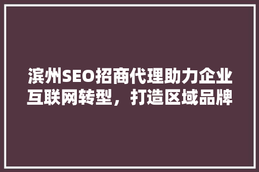 滨州SEO招商代理助力企业互联网转型，打造区域品牌新生态