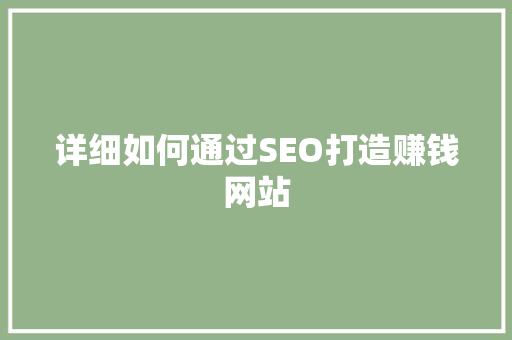 详细如何通过SEO打造赚钱网站
