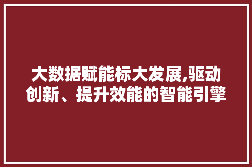 大数据赋能标大发展,驱动创新、提升效能的智能引擎 商务信函
