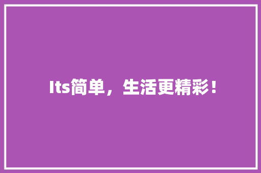  Its简单，生活更精彩！