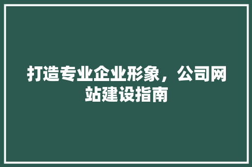 打造专业企业形象，公司网站建设指南 后端技术