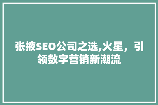 张掖SEO公司之选,火星，引领数字营销新潮流