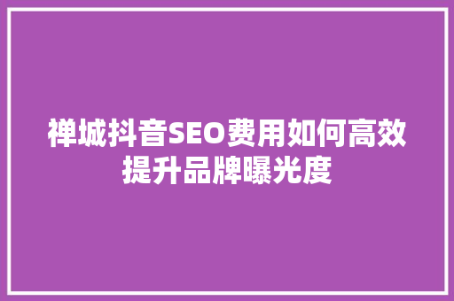 禅城抖音SEO费用如何高效提升品牌曝光度