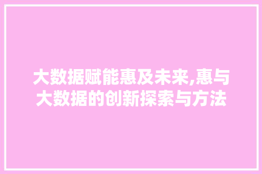 大数据赋能惠及未来,惠与大数据的创新探索与方法 前端技术