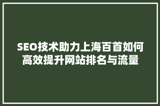SEO技术助力上海百首如何高效提升网站排名与流量