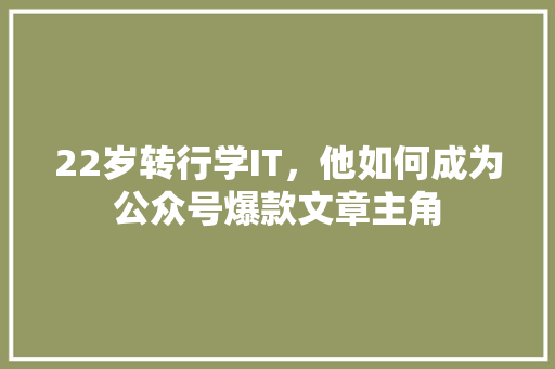 22岁转行学IT，他如何成为公众号爆款文章主角 网站建设