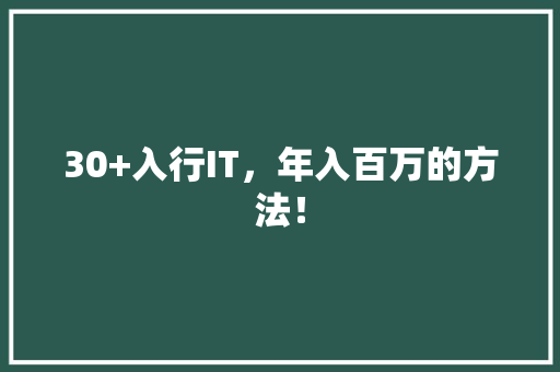 30+入行IT，年入百万的方法！ MySQL