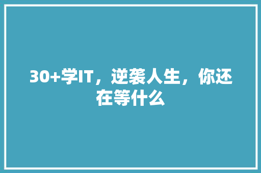 30+学IT，逆袭人生，你还在等什么 前端技术