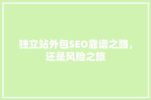 独立站外包SEO靠谱之路，还是风险之旅