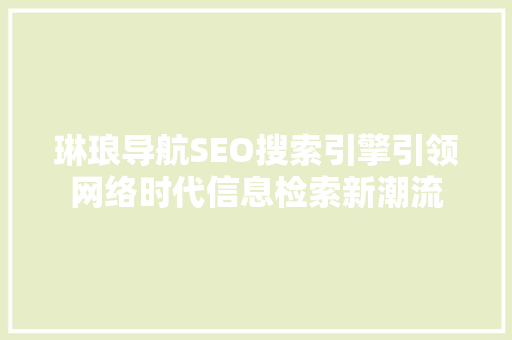 琳琅导航SEO搜索引擎引领网络时代信息检索新潮流
