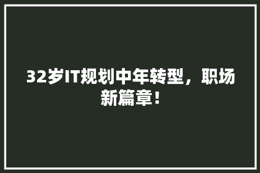 32岁IT规划中年转型，职场新篇章！ 商务信函