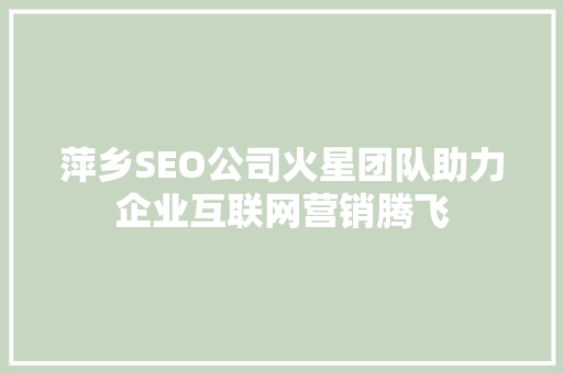 萍乡SEO公司火星团队助力企业互联网营销腾飞