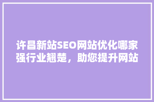 许昌新站SEO网站优化哪家强行业翘楚，助您提升网站排名
