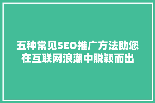 五种常见SEO推广方法助您在互联网浪潮中脱颖而出