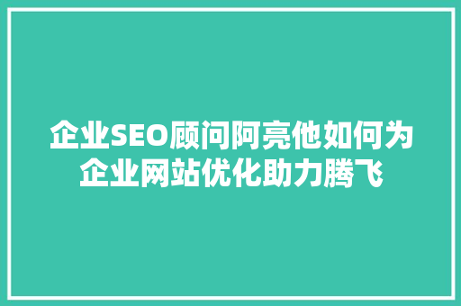 企业SEO顾问阿亮他如何为企业网站优化助力腾飞