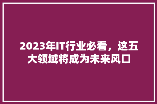 2023年IT行业必看，这五大领域将成为未来风口 后端技术