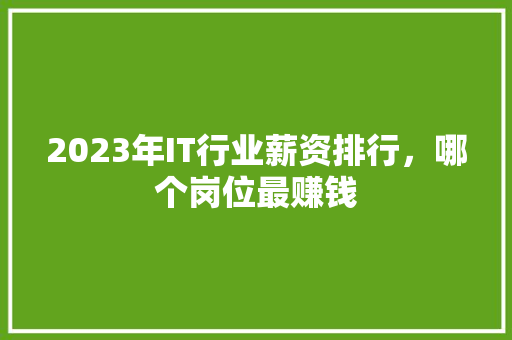 2023年IT行业薪资排行，哪个岗位最赚钱 响应式设计
