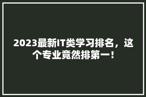 2023最新IT类学习排名，这个专业竟然排第一！ 前端技术