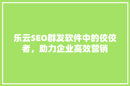 乐云SEO群发软件中的佼佼者，助力企业高效营销